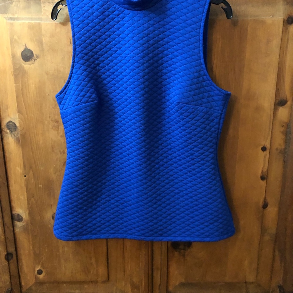 Blue Quilted Sleeveless Top